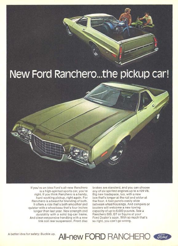 New Ford Ranchero the pickup car 1972