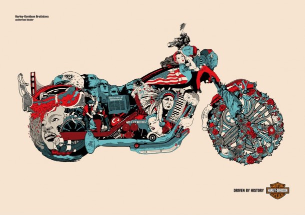 "Driven by history" Print Ad for Harley-davidson Motorcycles, 2012