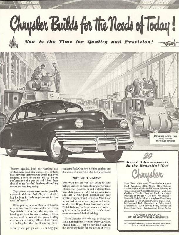 Chrysler builds for the needs of today, now is the time for quality and precision, 1942