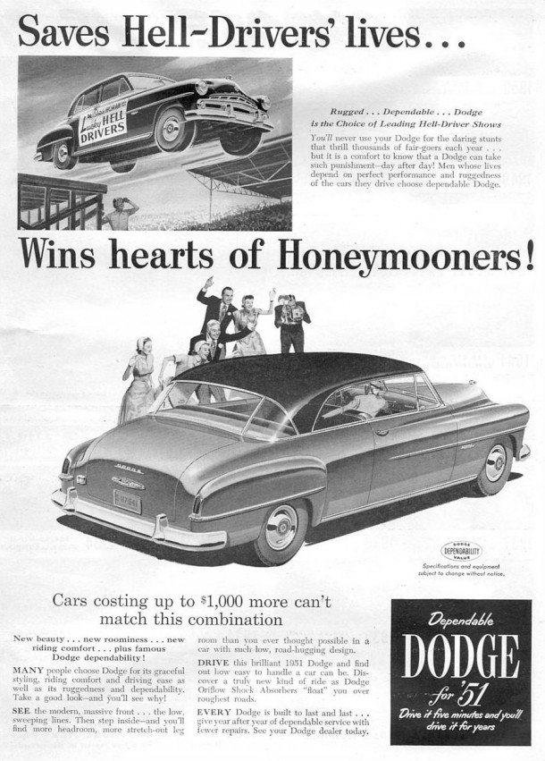 Saves hell-drivers' lives... wins hearts of honeymooners!, 1951