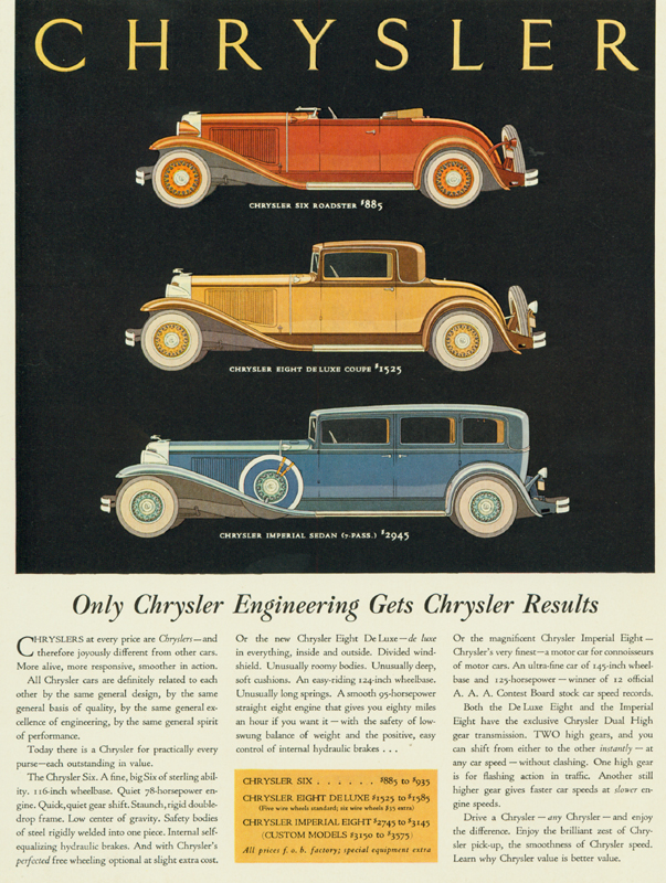 Only Chrysler engineering gets Chrysler results, 1931