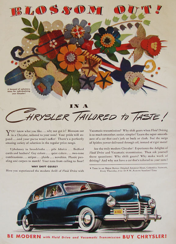 Blossom out! In a Chrysler tailored to taste!, 1941