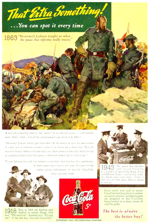 Coca-Cola Compares the Wartime experiences of Three Wars, c.1943