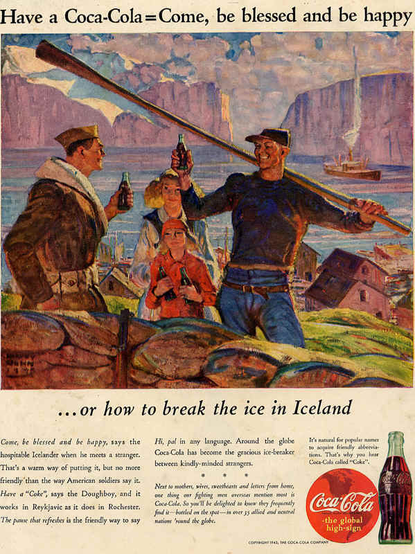 American soldier in Iceland, Coca-Cola ad 1943