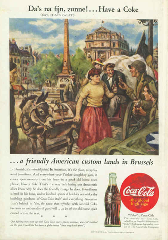 American soldiers in Belgium Coca-Cola ad 1945