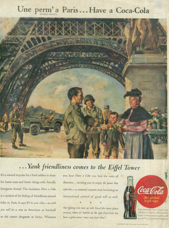 American soldiers in France, Coca-Cola ad 1945