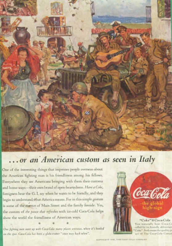 American soldiers in Italy, Coca-Cola ad 1945