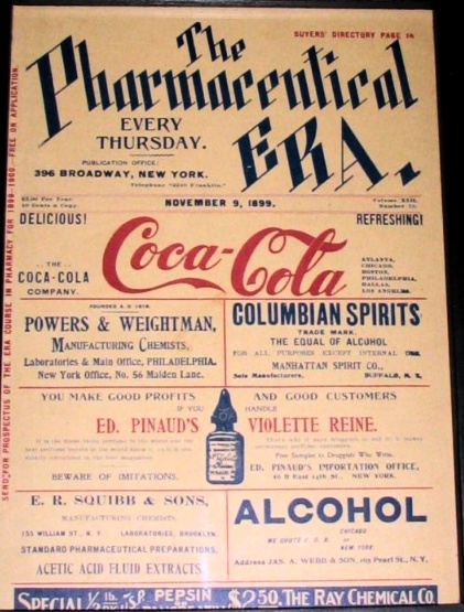 1899 Coca-Cola ad at the weekly newspaper focused on pharmaceutics