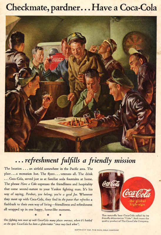 Somewhere in Pacific area, Coca-Cola ad 1945