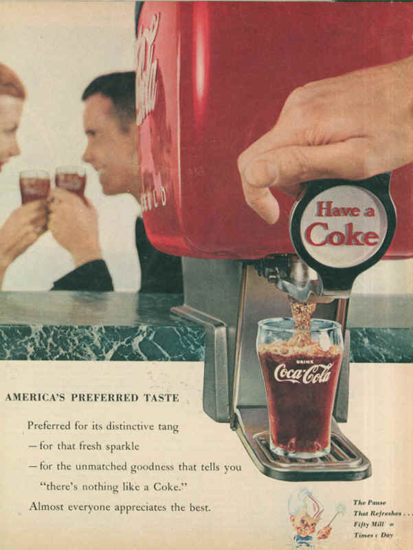 Coca-Cola America's preferred taste 1955