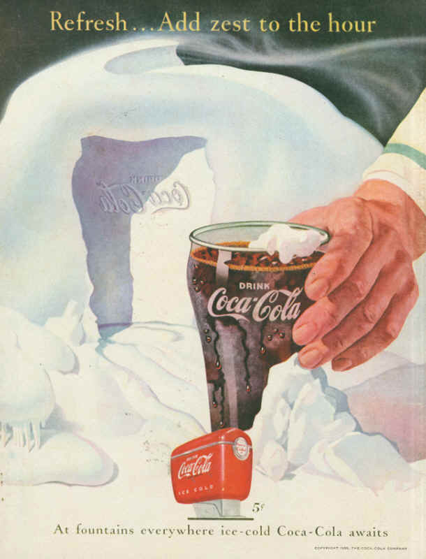 At fountains everywhere ice-cold Coca-Cola awaits 1950