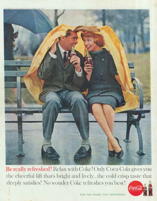 Coca-Cola couple in the rain 1960