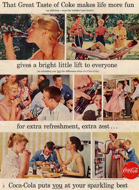 Coca-Cola gives a bright little lift to everyone 1956