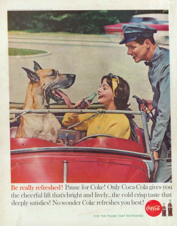 Coca-Cola gives you the cheerful lift 1960