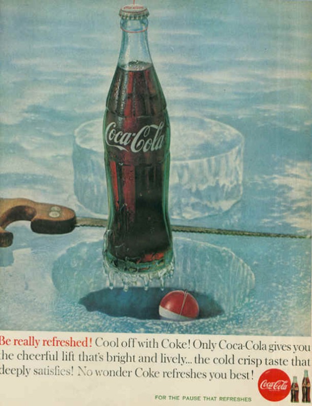 Coca-Cola ice fishing 1960