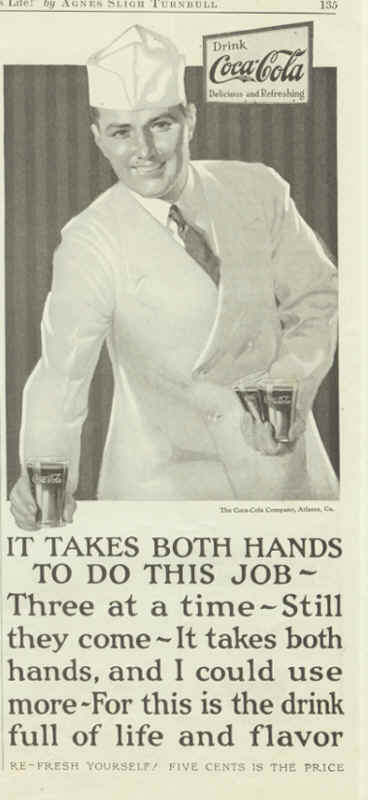 It takes both hands to do this job. Three at a time - Still the come - It takes both hands, and I could use more - For this is the drink full of life and flavor.