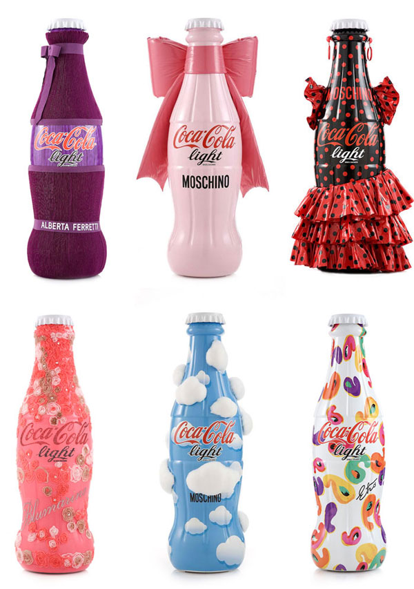 Coca-Cola light tribute to fashion, designer bottles, 2012