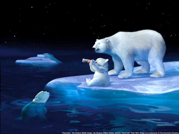 Coca-Cola polar bears on ice