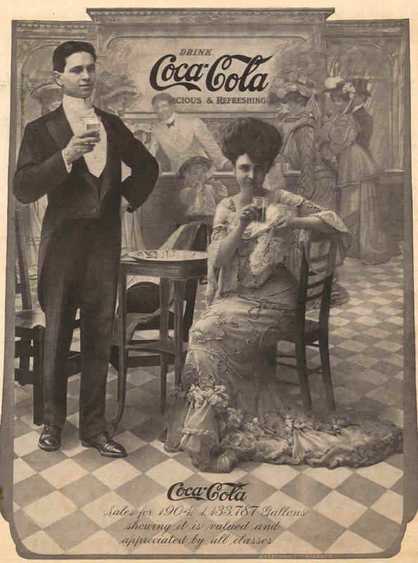 Coca-Cola Sales for 1904. 1.133.787 gallons showing it is valued and appreciated by all classes, 1905 ad.