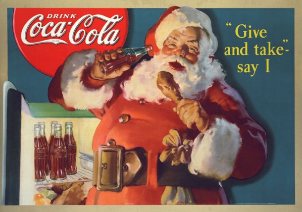 Santa Claus raiding the refrigerator 1937 This cardboard store display based on the 1937 original painting shows Santa Claus raiding the refrigerator.