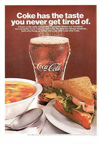 Coca-Cola, soup and sandwich 1967