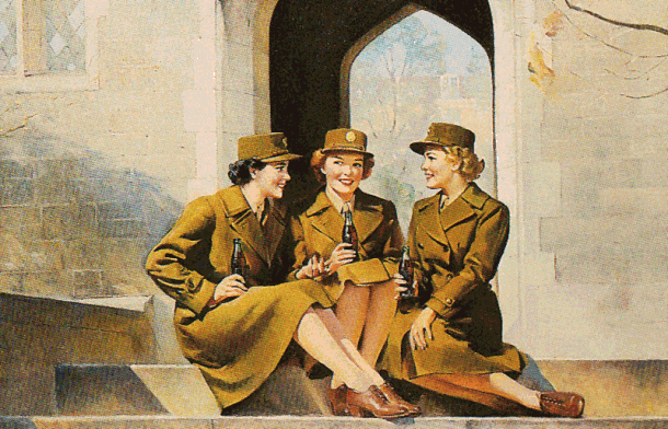 Female officers drinking Cola-Cola