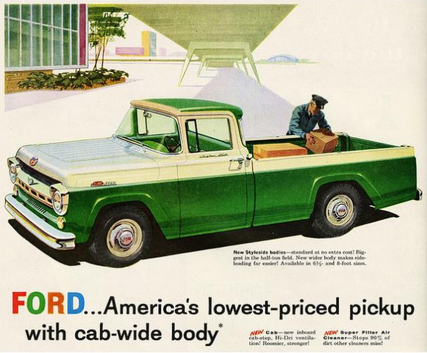 Ford... America's lowest-priced pickup with cab-wide body, 1957