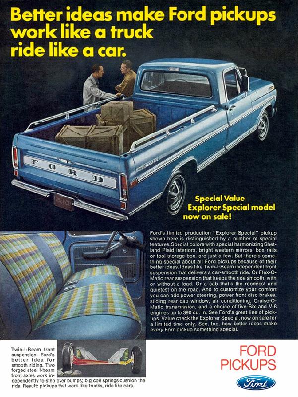 Better ideas make Ford pickups work like a truck ride like a car, 1970