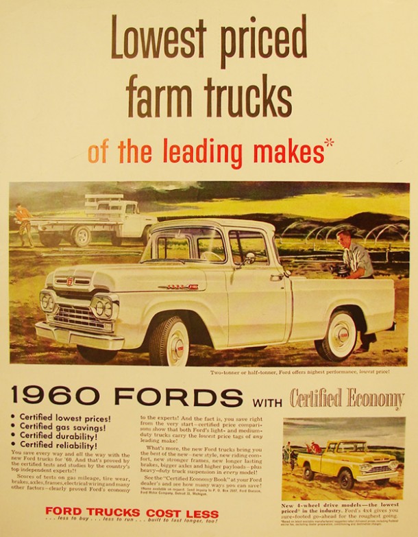 Lowest priced farm trucks of the leading makes, 1960