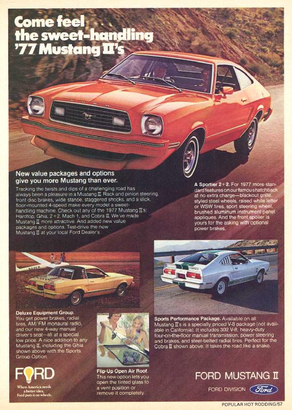 Come feel the sweet-handling '77 Mustang II's, 1976