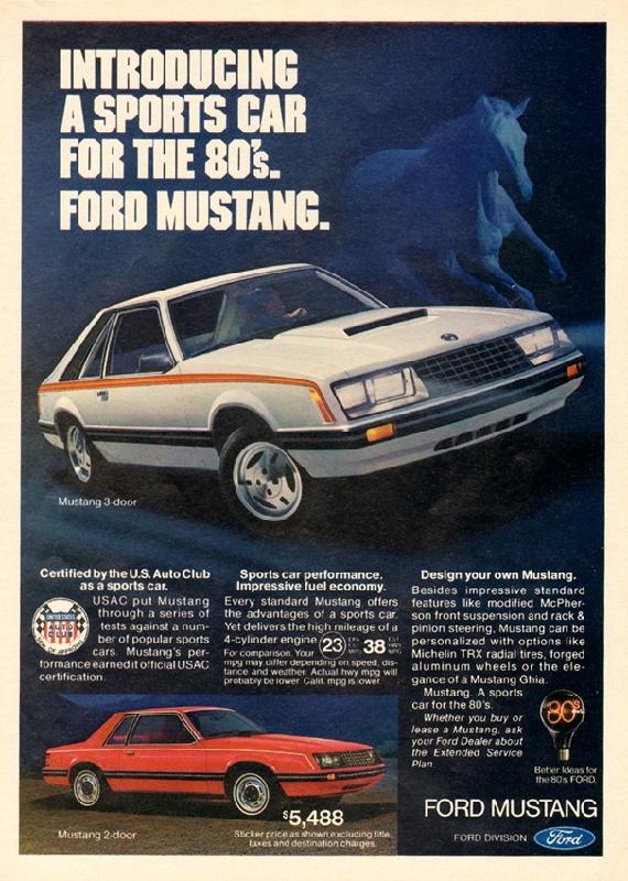 Introducing a sports car for the 80s. Ford Mustang, 1980