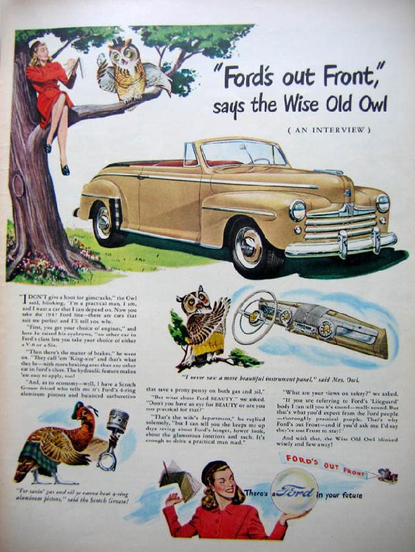 Ford's out front, says the wise old owl, 1948