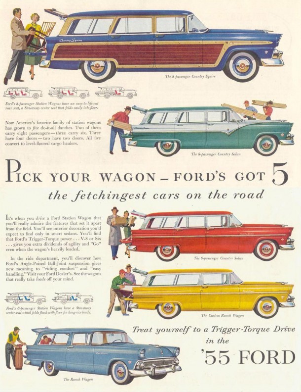 Pick your wagon... Ford's got 5 the fetchingest cars on the road, 1955