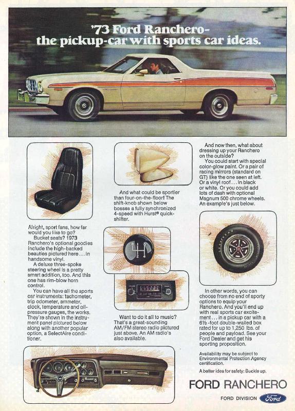 '73 Ford Ranchero the pickup car with sports ideas, 1973