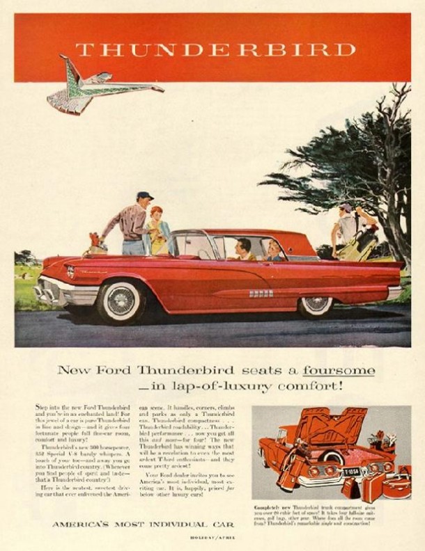 New Ford Thunderbird seats a foursome in lap of luxury comfort!, 1958