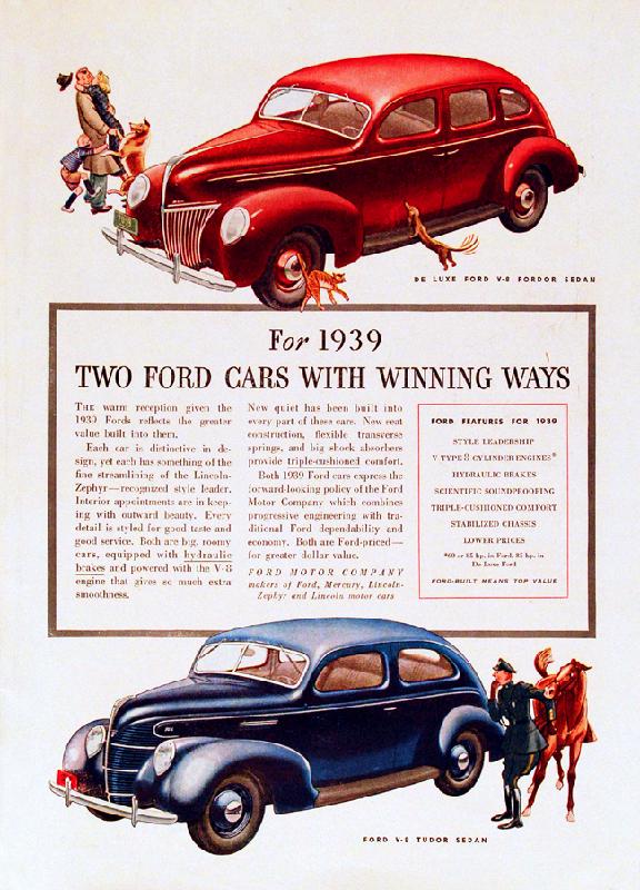 "For 1939 two Ford cars with winning ways", 1939