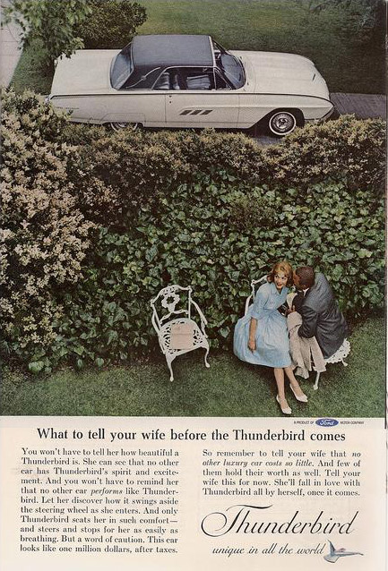 What to tell your wife before the Thunderbird comes, 1963