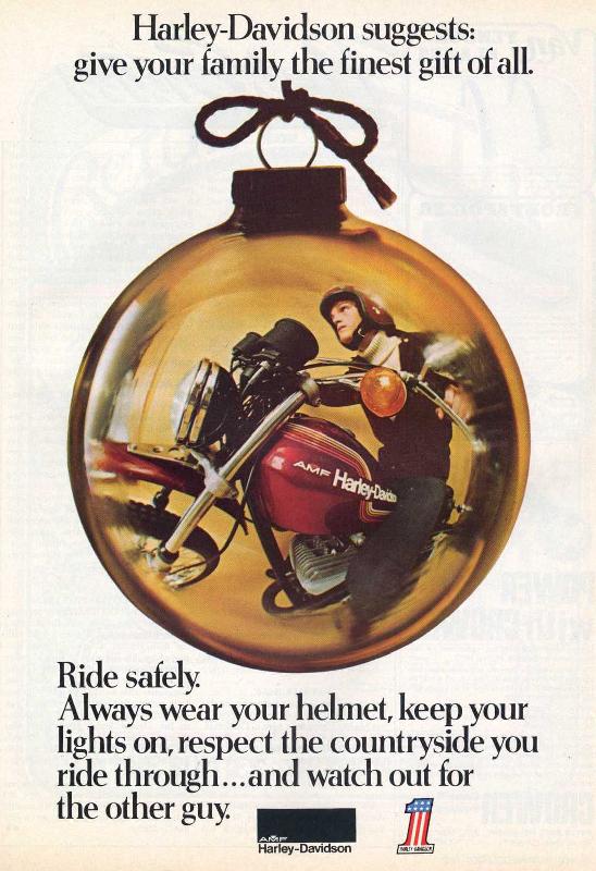 Harley-Davidson suggests: give your family the finest gift of all, 1974