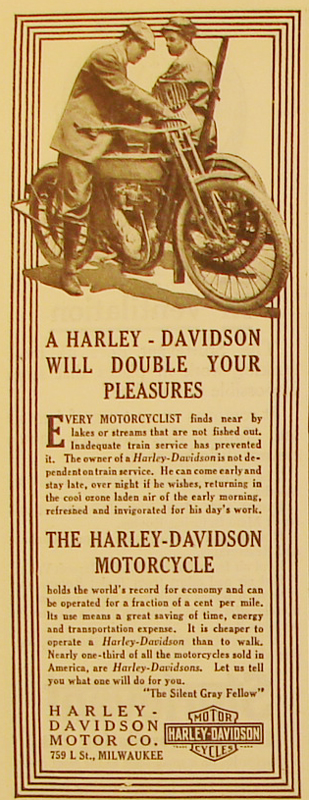 A Harley-Davidson will double your pleasures, 1911