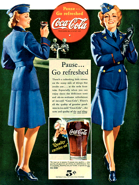 Coca-Cola circa 1942 'Pause...Go refreshed'