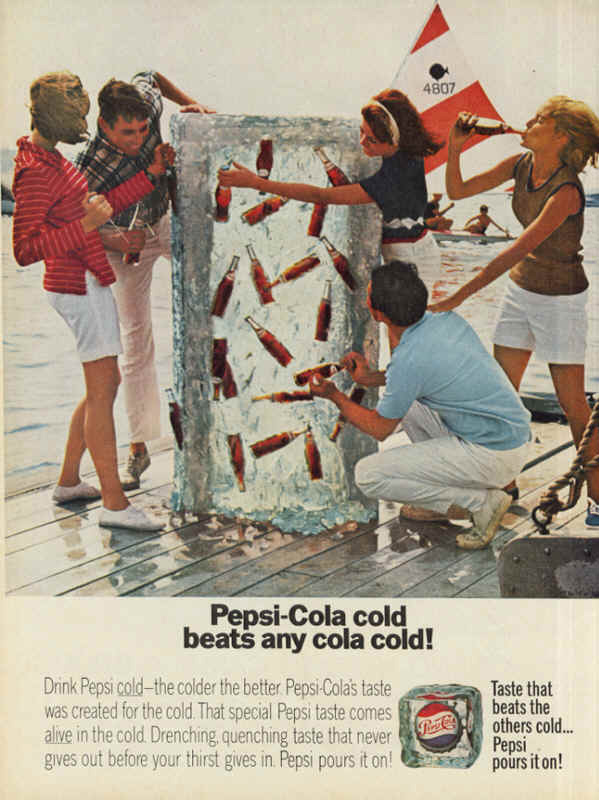 Pepsi-Cola beats any cola cold 1966