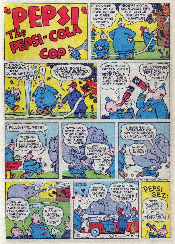 Pepsi Cola Cop - Fireman and Elephant 1946