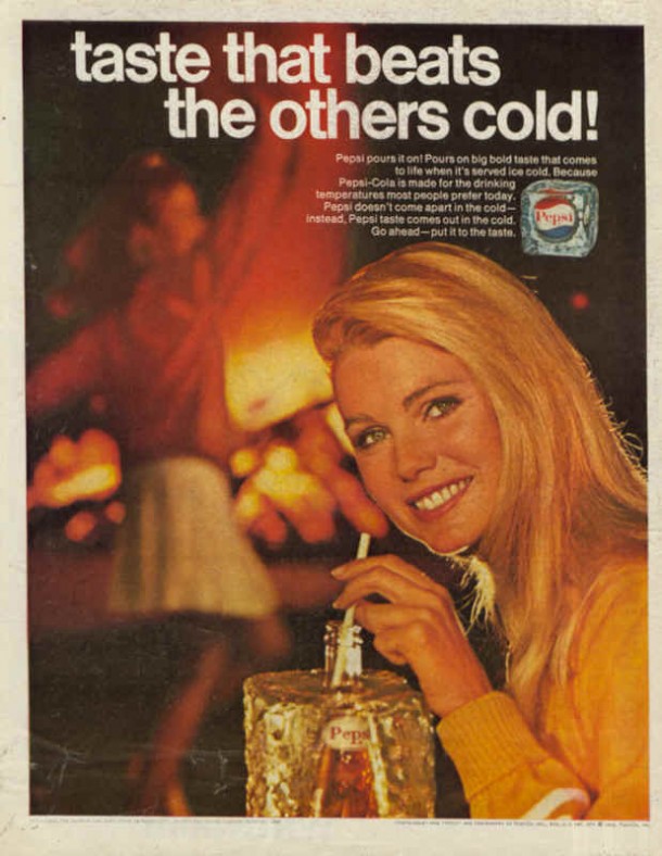 Pepsi-Cola girl drinking pepsi 1968