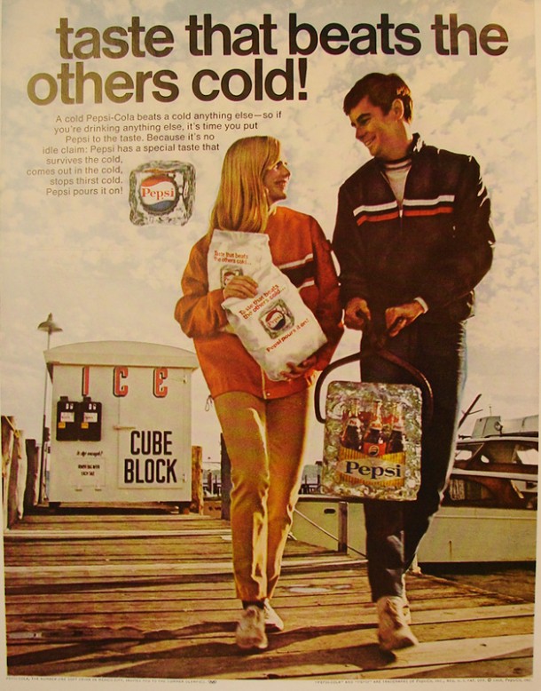 Pepsi-Cola has a special taste that survives the cold 1968