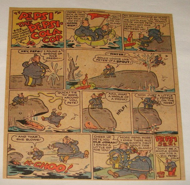 Pepsi Cola Cop - Whale cartoon 1946