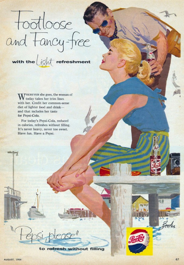 Pepsi "Foot loose and fancy free with the light refreshment" 1958