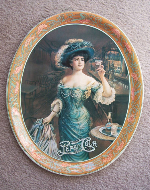 Pepsi Cola vintage Gibson girl tin serving tray 1909