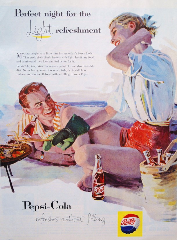 Pepsi â€œPerfect night for the light refreshmentâ€ 1950s