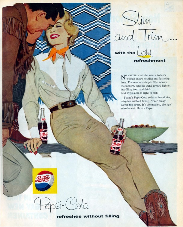 Pepsi â€œSlim and trim... with the light refreshmentâ€ 1958