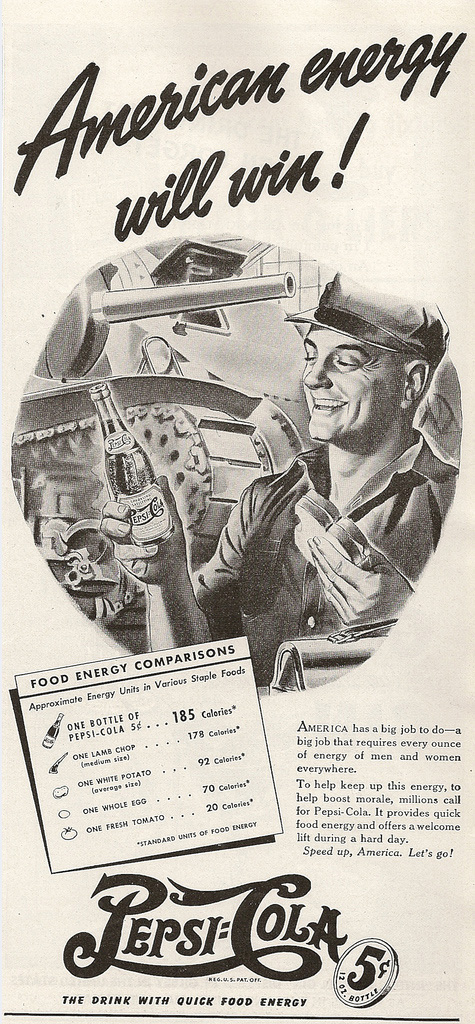 Pepsi-Cola American Energy tank mechanic print ad 1942 